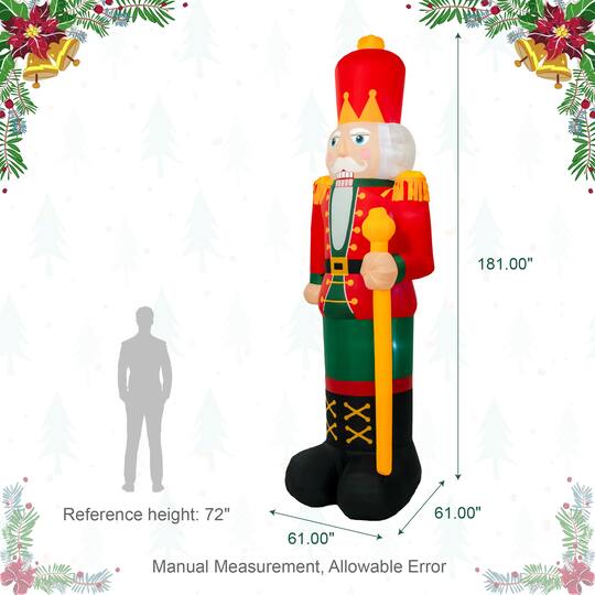 Glitzhome® 15FT Giant Lighted Inflatable Nutcracker Decor